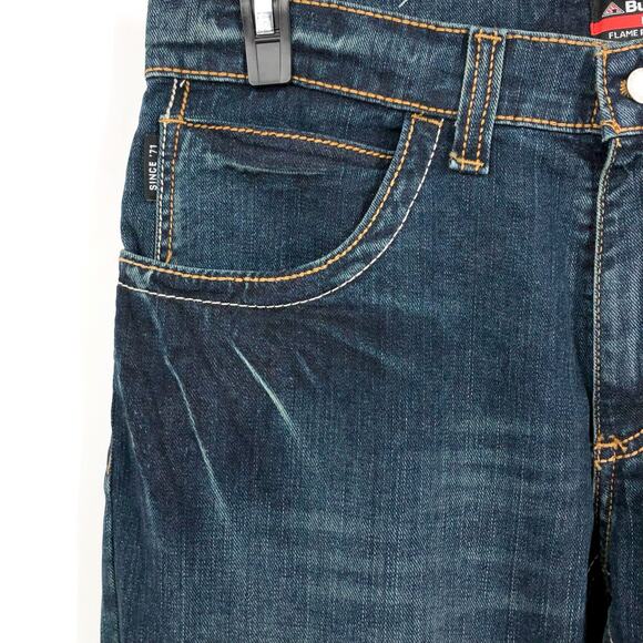 BULWARK Men’s Relaxed Fit FR Bootcut Jeans 33x30 Blue Sanded Denim NWT - Picture 8 of 13